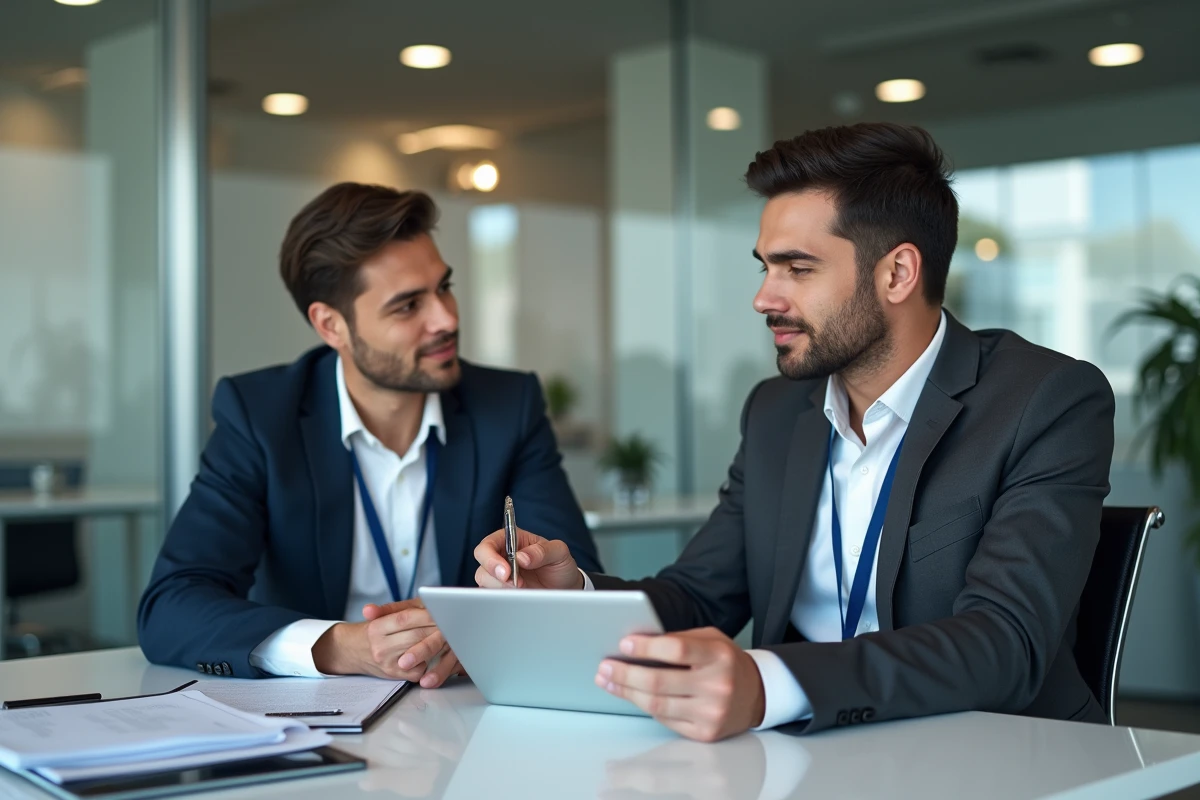 Client en rendez-vous avec un conseiller en assurance auto pour souscrire un contrat adapté à ses besoins et son budget